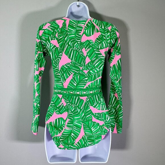 Lilly Pulitzer Toretta Women's Size 6 Leaf Green Rashguard Swimsuit NWOT - Picture 2 of 4
